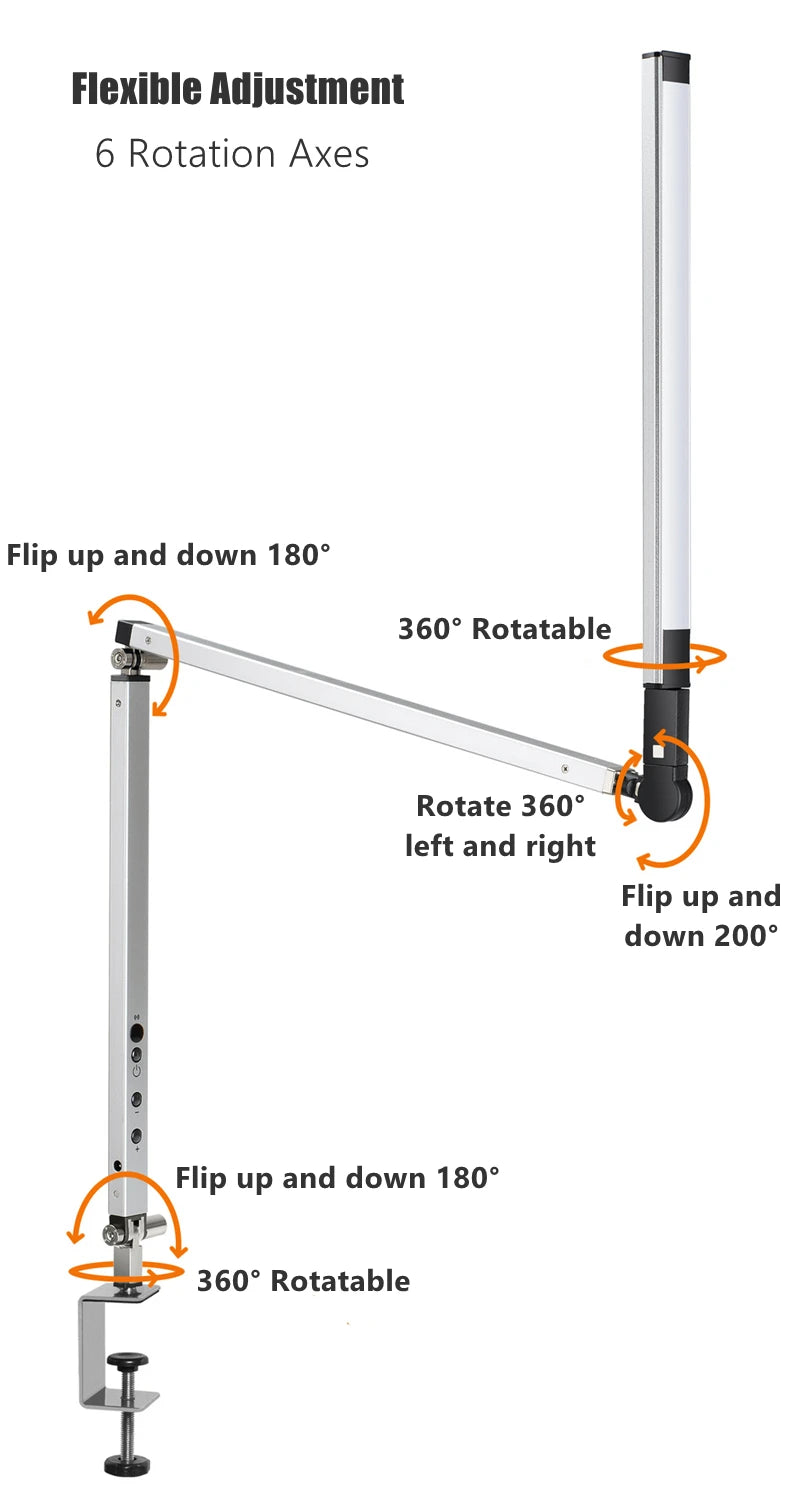Luminária de Mesa 8W Braço Articulado com Dimmer LED – Proteção Ocular