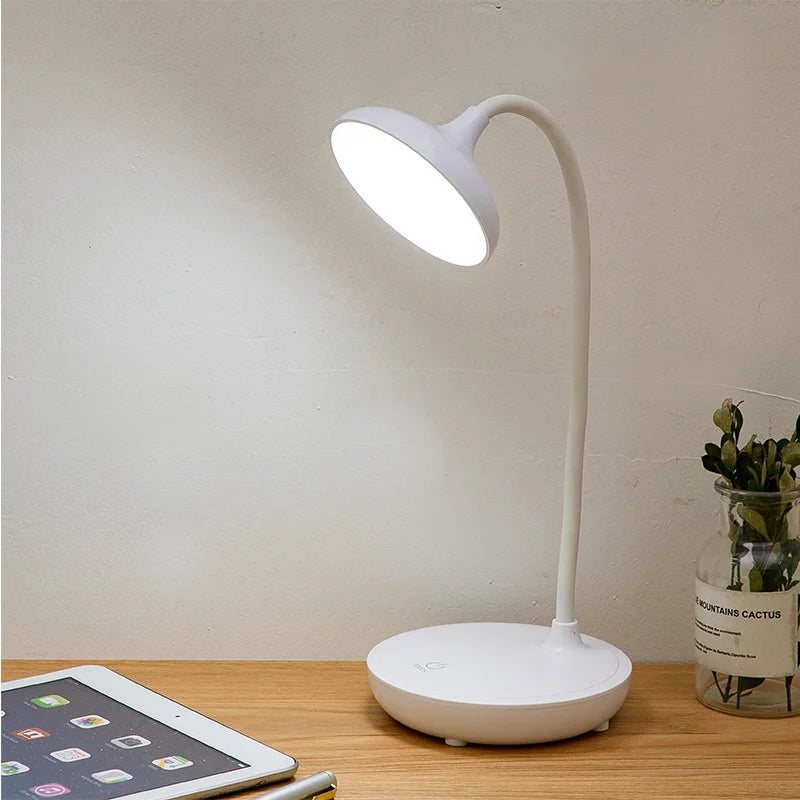 Luminária de Mesa LED Recarregável USB Touch com Dimmer – Para Estudar