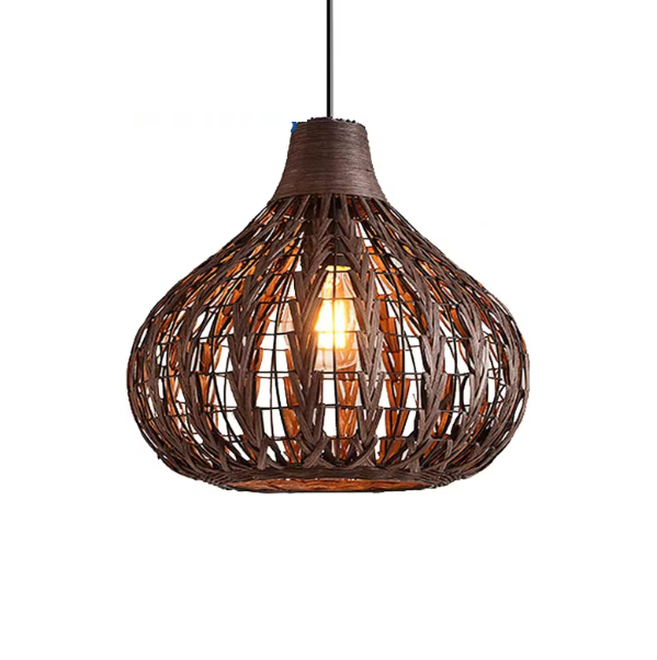 Pendente Faveia - Rattan e Fibra - quarto boho natural