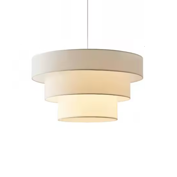 Lustre Vintage em Tecido Creme para Sala e Quarto — E27
