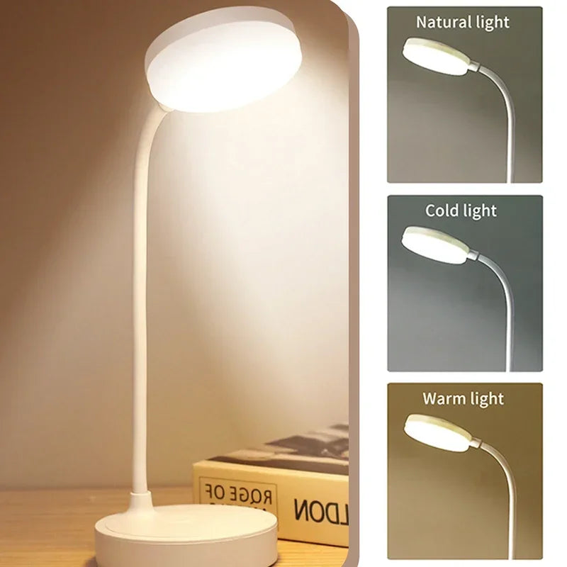 Luminária de Mesa LED USB Flexível com Dimmer 3 Níveis – Proteção Ocular