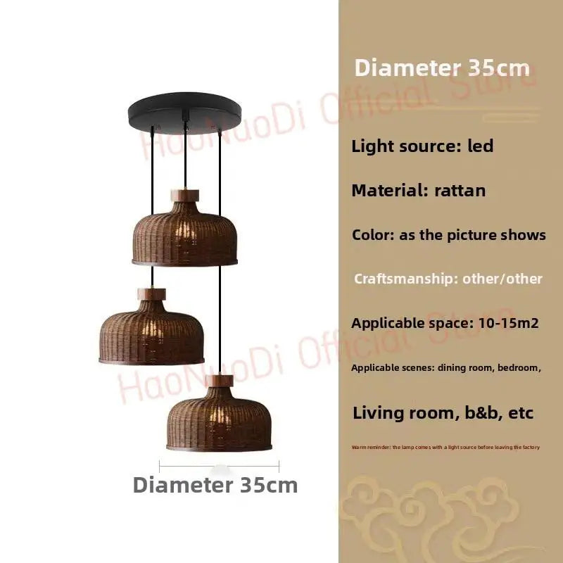 Lustre Artesanal Rattan Cúpula Retrô