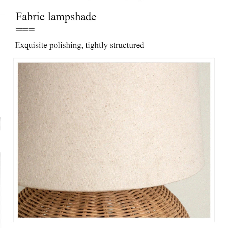 Luminaria de Mesa Avnae - Rattan e Linho - cabeceira japandi