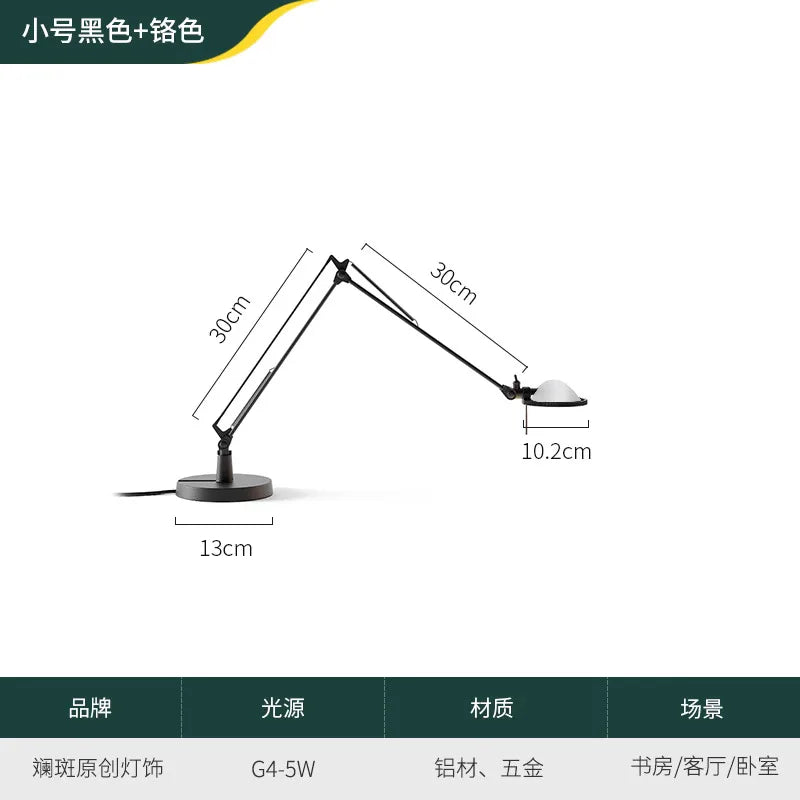 Luminária de Mesa Industrial Braço Articulado Vidro e Alumínio G4 LED