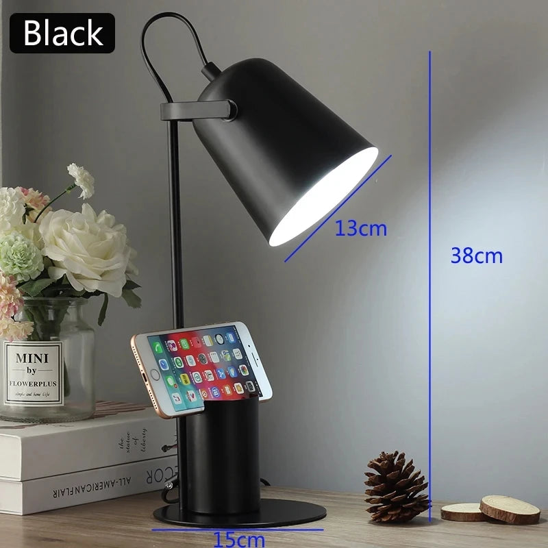 Luminária de Mesa LED com Porta-Caneta e Proteção Ocular – Design Nórdico