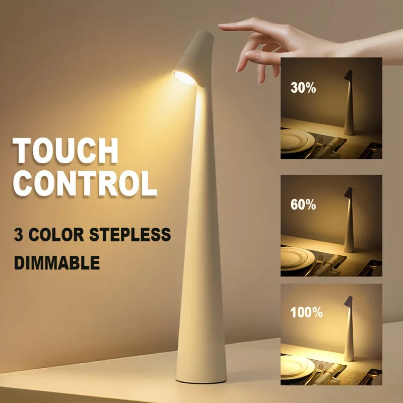 Luminária de Mesa Portátil Metal LED Touch Recarregável – Luz Noturna