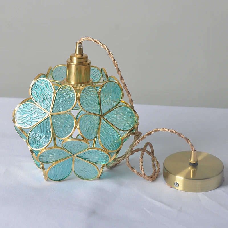 Pendente Floral de Vidro Luxuoso LED