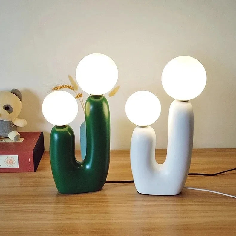 Luminária de Mesa Vidro e Resina Artística Nórdica – Quarto e Restaurante