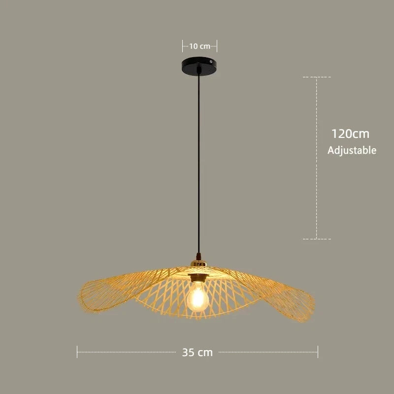 Lustre Boho de Bambu com Design de Folha para Restaurante e Café
