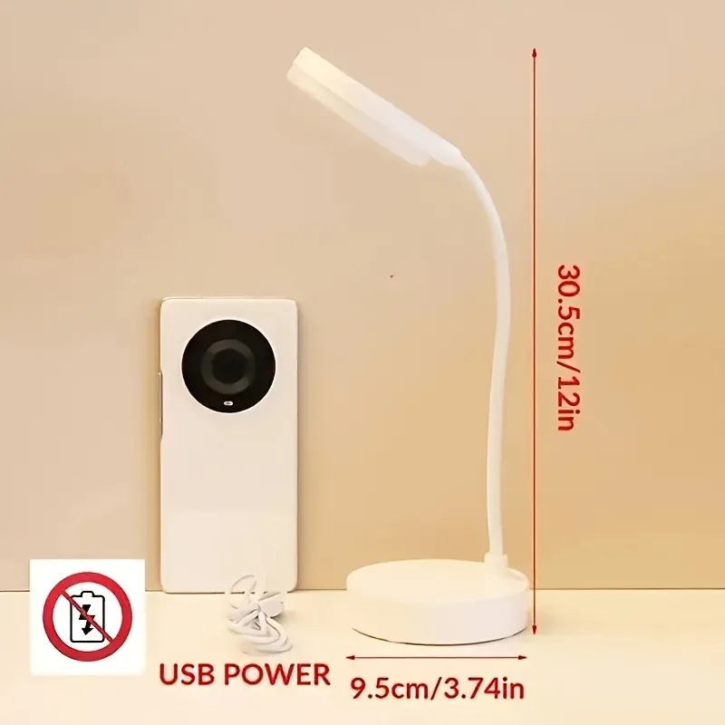 Luminária de Mesa LED USB Flexível com Dimmer 3 Níveis – Proteção Ocular