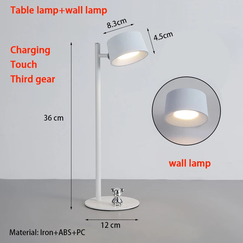 Luminária de Mesa Magnética Recarregável Giratória – Para Estudo e Parede