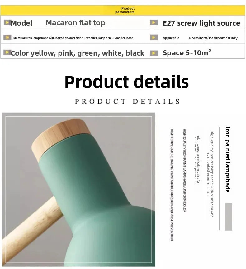 Luminária de Mesa Madeira Nórdica Criativa com LED Giratório – Cabeceira
