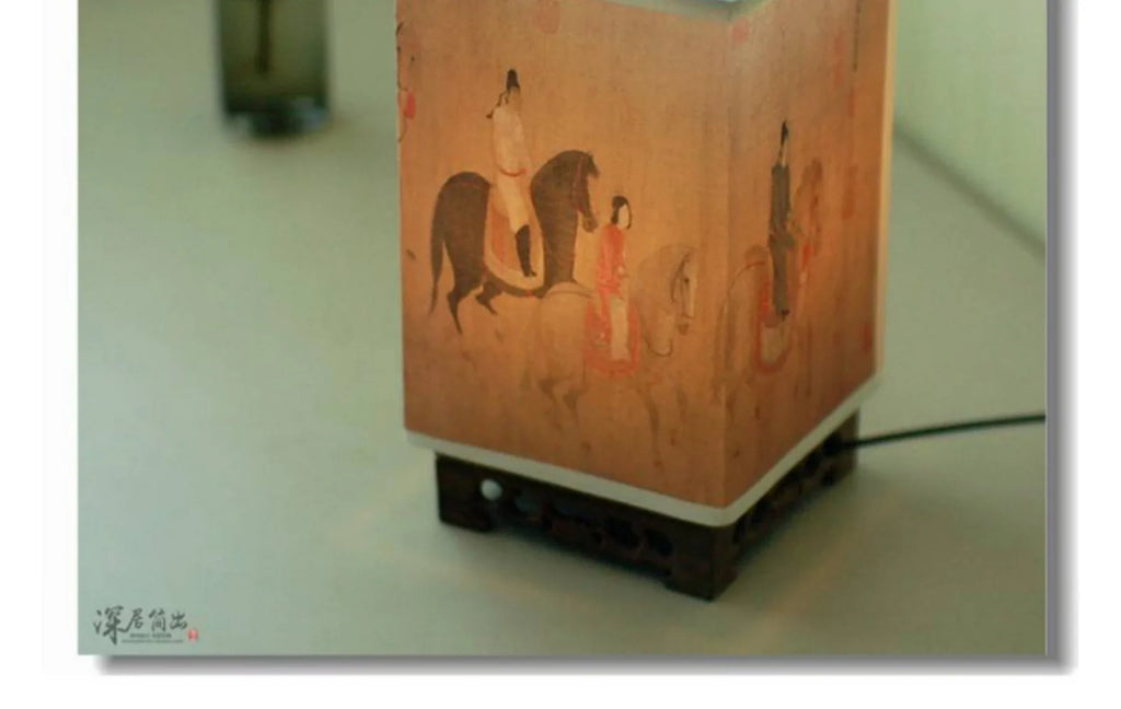Luminária Madeira Maçiça Quadrada LED Zen Chinesa Dimmer