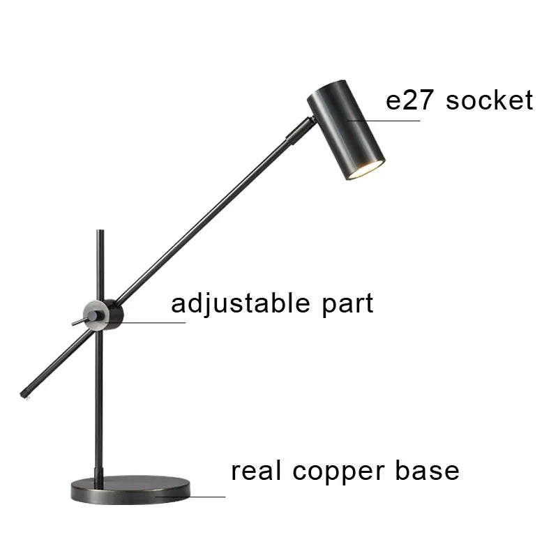 Luminária de Mesa Cobre Real com Cúpula Tecido LED – Quarto e Sala