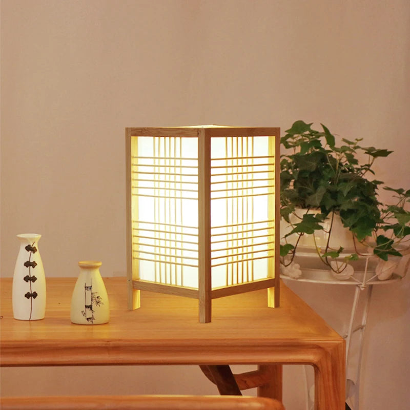 Luminaria de Mesa Avroa - Bambu e Linho - mesa lateral japandi