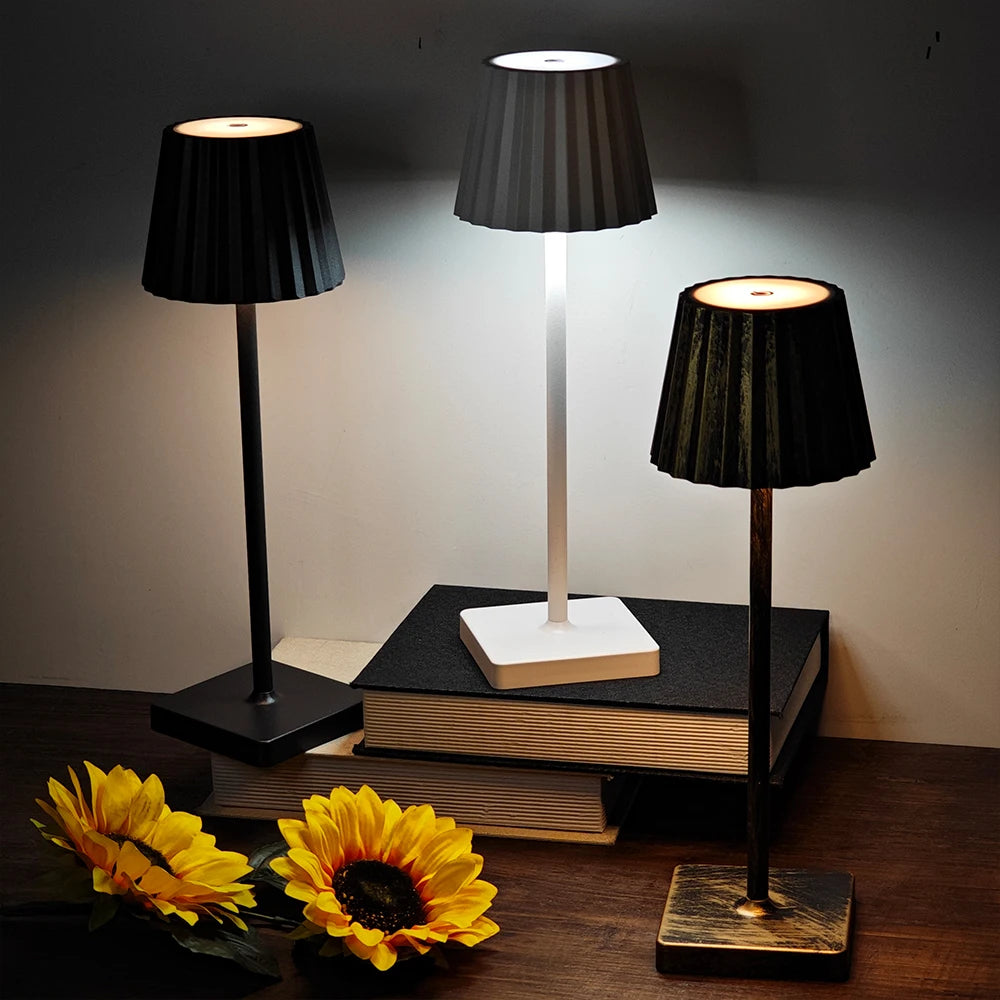 Luminária LED Sem Fio Touch 3 Cores Dimmer Recarregável
