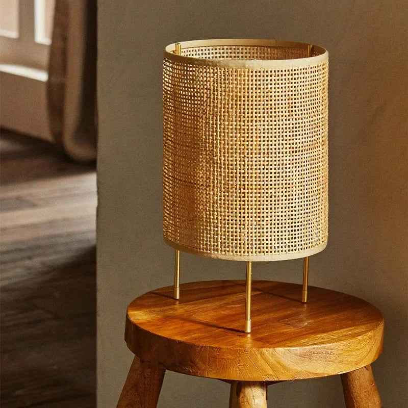 Luminária Rattan Artesanal Nórdica Cabeceira
