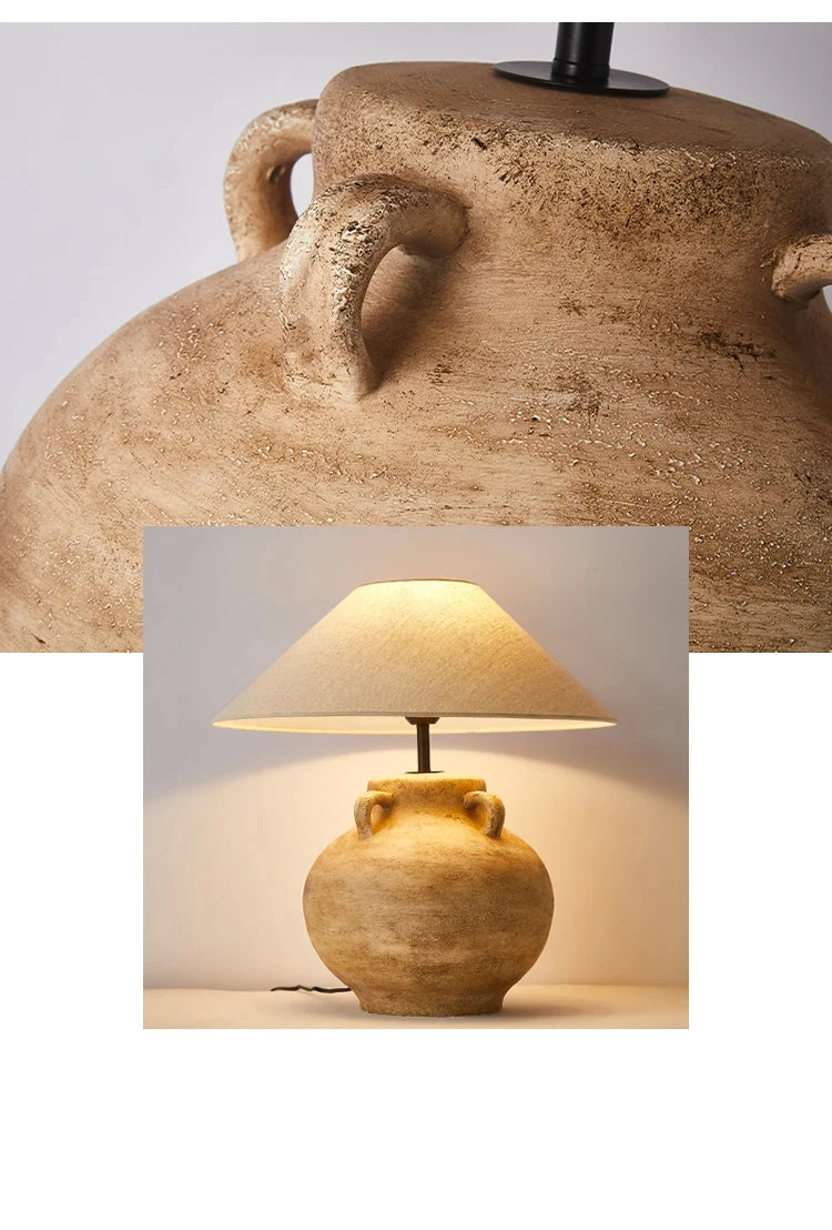 Luminária Cerâmica Wabi-Sabi Nórdica Abajur Tecido Design