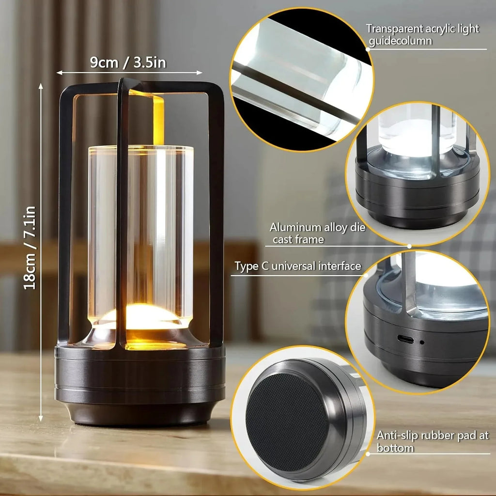 Luminária de Mesa Recarregável Sem Fio – Portátil para Restaurante e Bar
