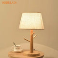 Luminaria de Mesa Avleia - Madeira Nogueira e Linho - home office organico moderno