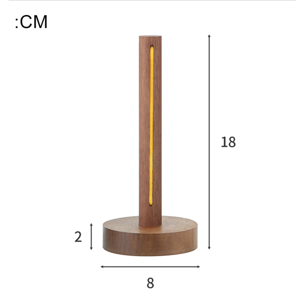 Luminária de Mesa Madeira Natural USB Retrô – Minimalista para Cabeceira