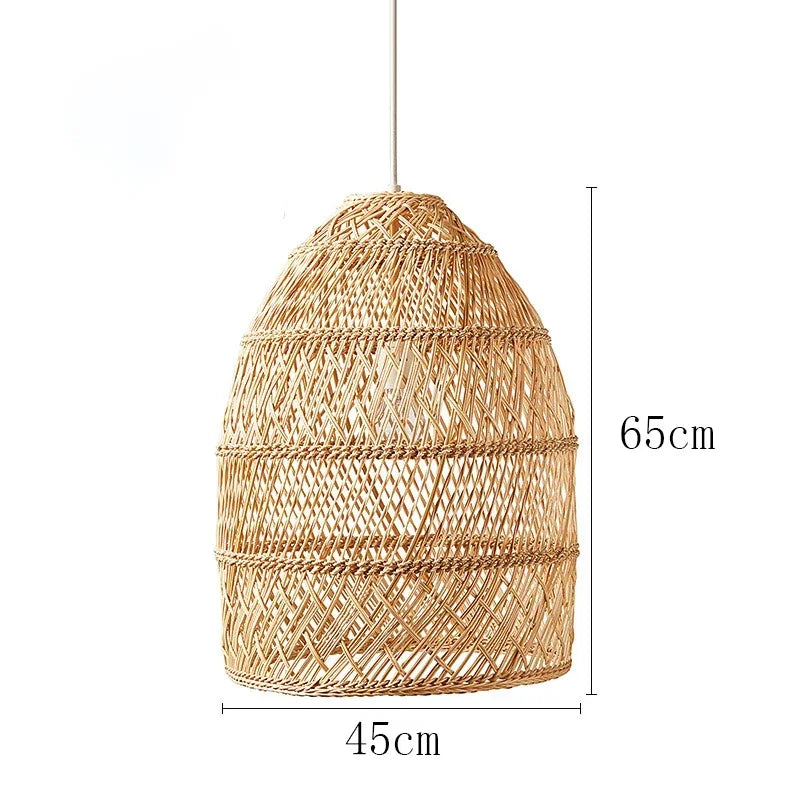 Pendente Elleara - Rattan e Linho - ilha de cozinha boho natural