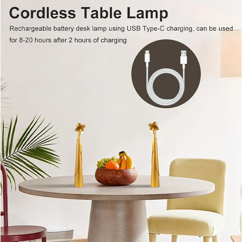 Luminária de Mesa LED Recarregável Touch Dimmer – Cabeceira e Sala
