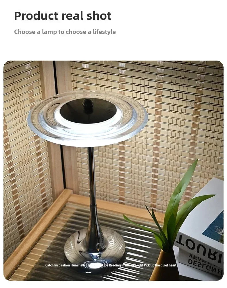 Luminária LED Disco Voador Recarregável Touch Cabeceira