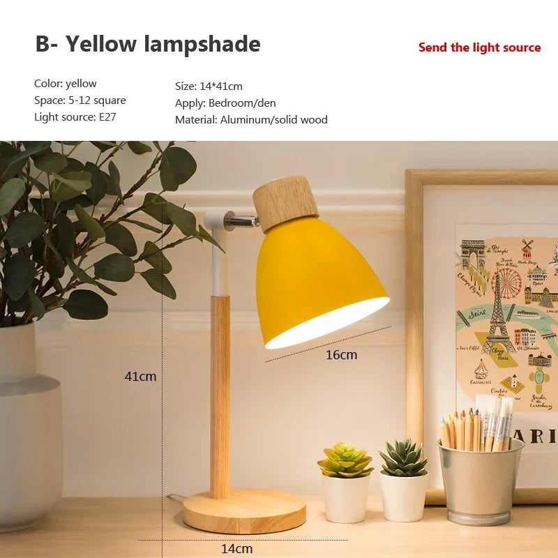 Luminária de Mesa Madeira Nórdica LED Giratória – Leitura e Decoração