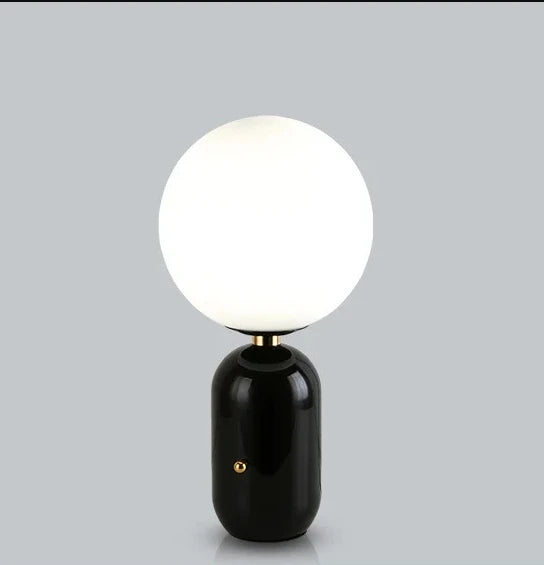 Luminária de Mesa LED Nórdica Vidro Fosco Metal – Quarto e Sala