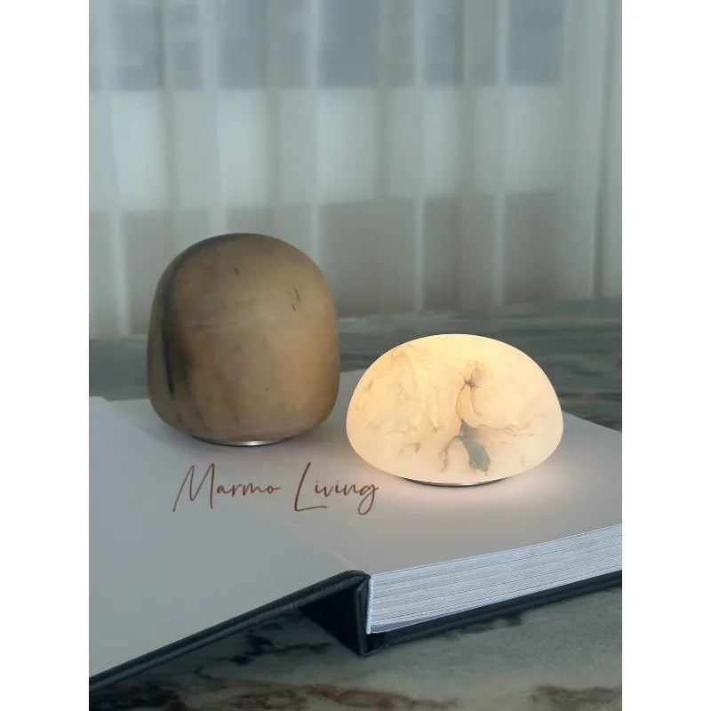 Luminária de Mesa em Mármore Natural Recarregável – Sala e Quarto de Luxo