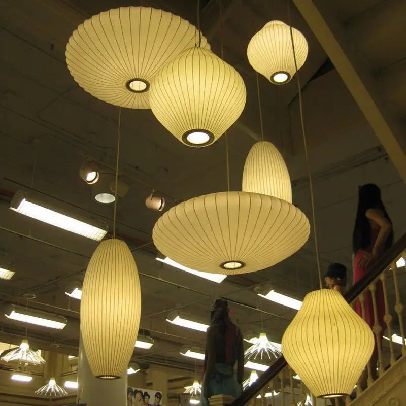 Pendente Lanterna de Tecido Branco LED
