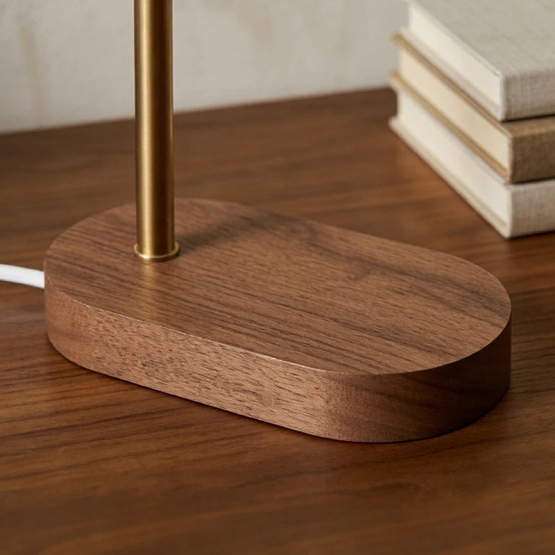 Luminária de Mesa COB Madeira USB com Ângulo Ajustável – Minimalista
