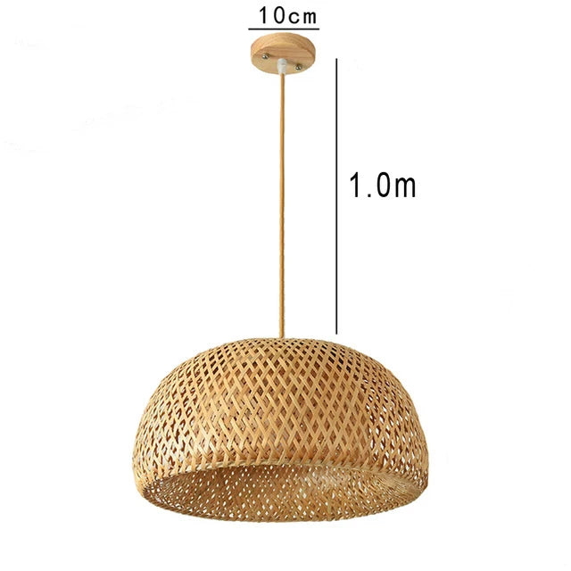 Lustre Lanterna de Bambu Trançado à Mão Retrô