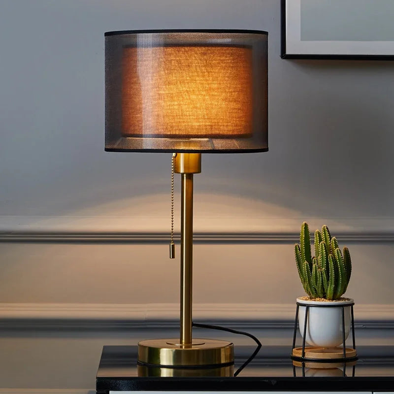 Luminária Mesa Ouro Americana Retrô Nórdica Luxo LED Quarto