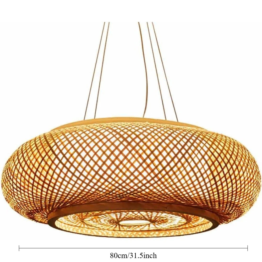 Lustre Artesanal em Bambu Trançado E27