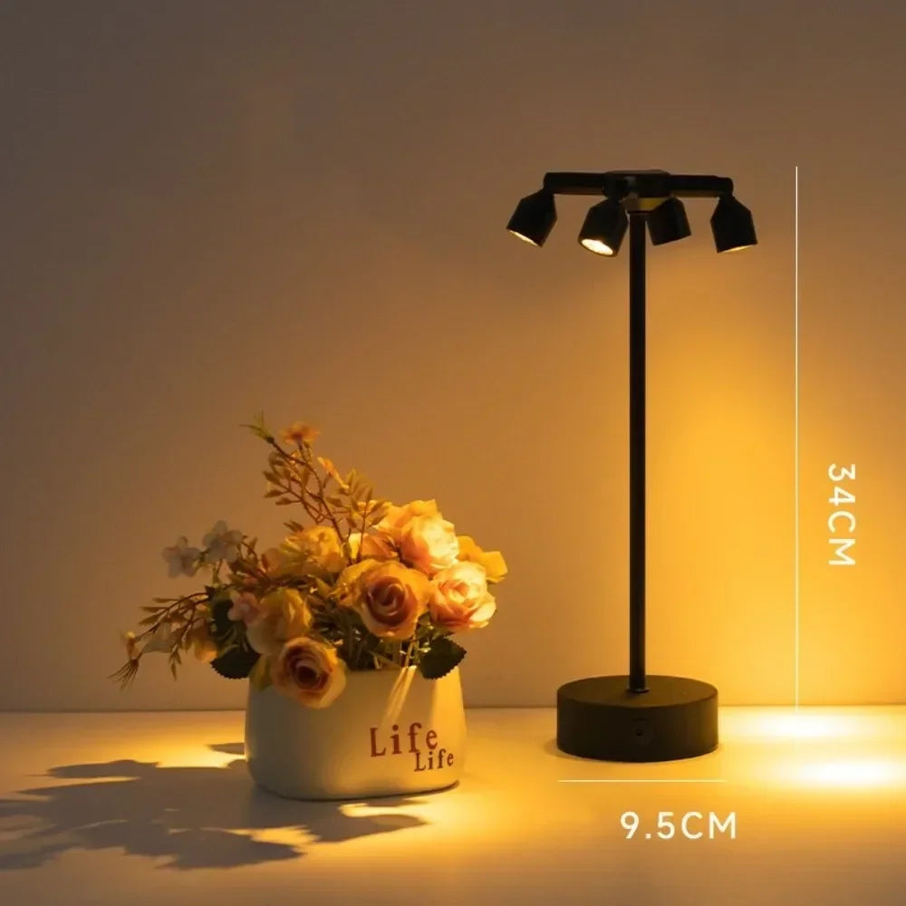 Luminária Spot Retrô Touch Recarregável – Decoração para Bar e Mesa