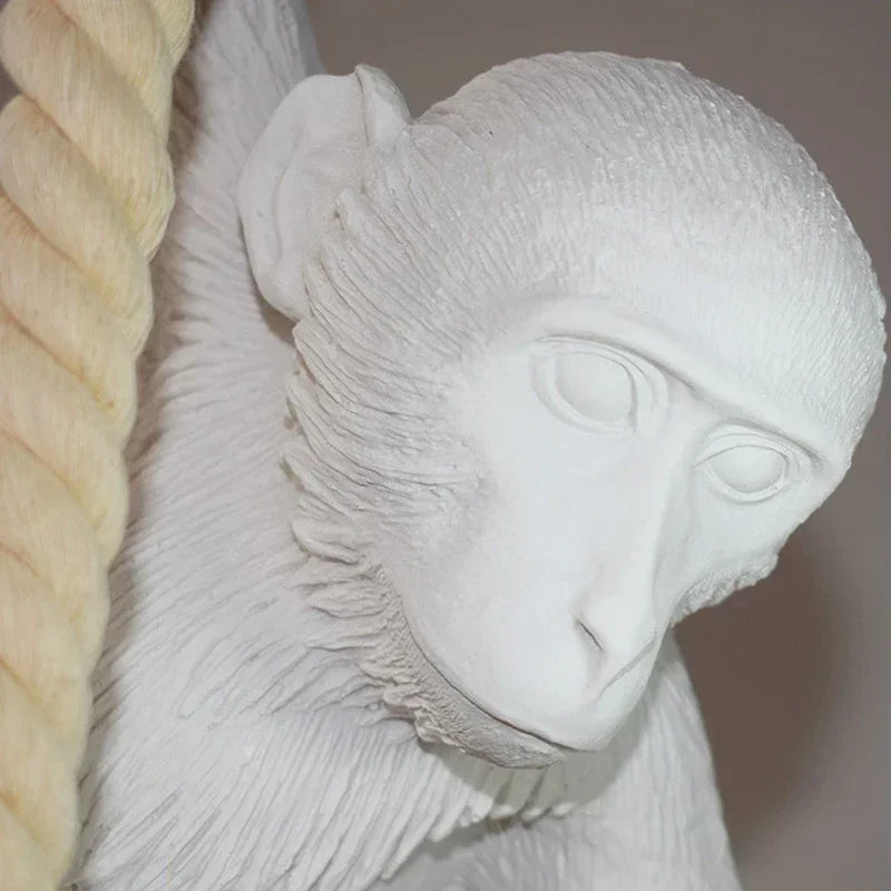 Pendente Nórdico Retrô Corda de Cânhamo Macaco Resina – Quarto e Sala