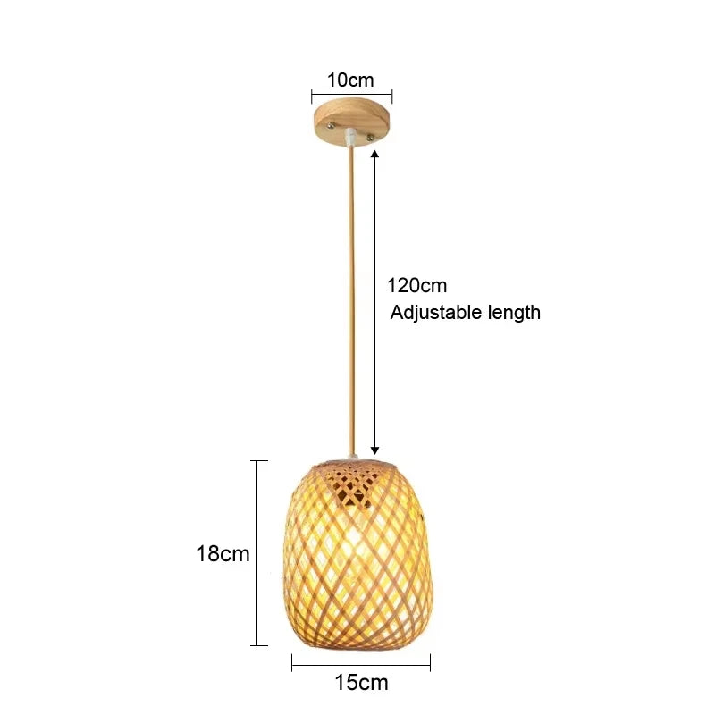 Lustre Boho de Bambu com Design de Folha para Restaurante e Café
