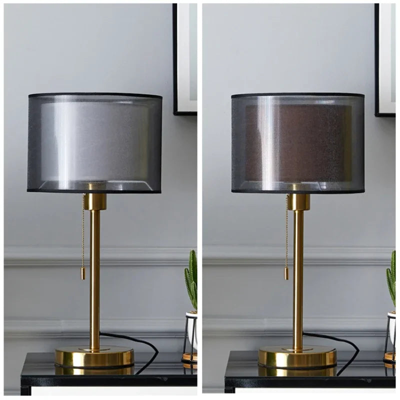 Luminária Mesa Ouro Americana Retrô Nórdica Luxo LED Quarto