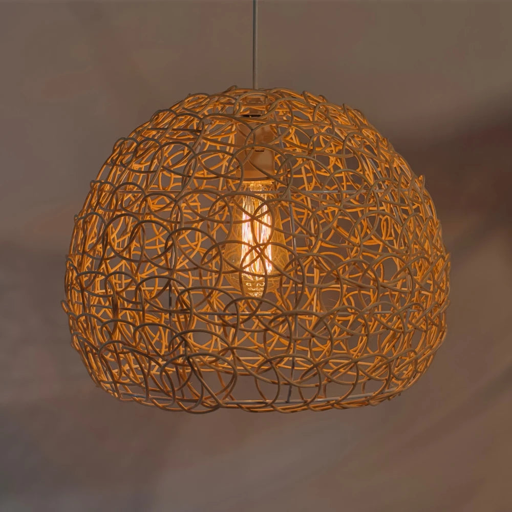 Pendente Fariira - Rattan e Bambu - sala de jantar japandi