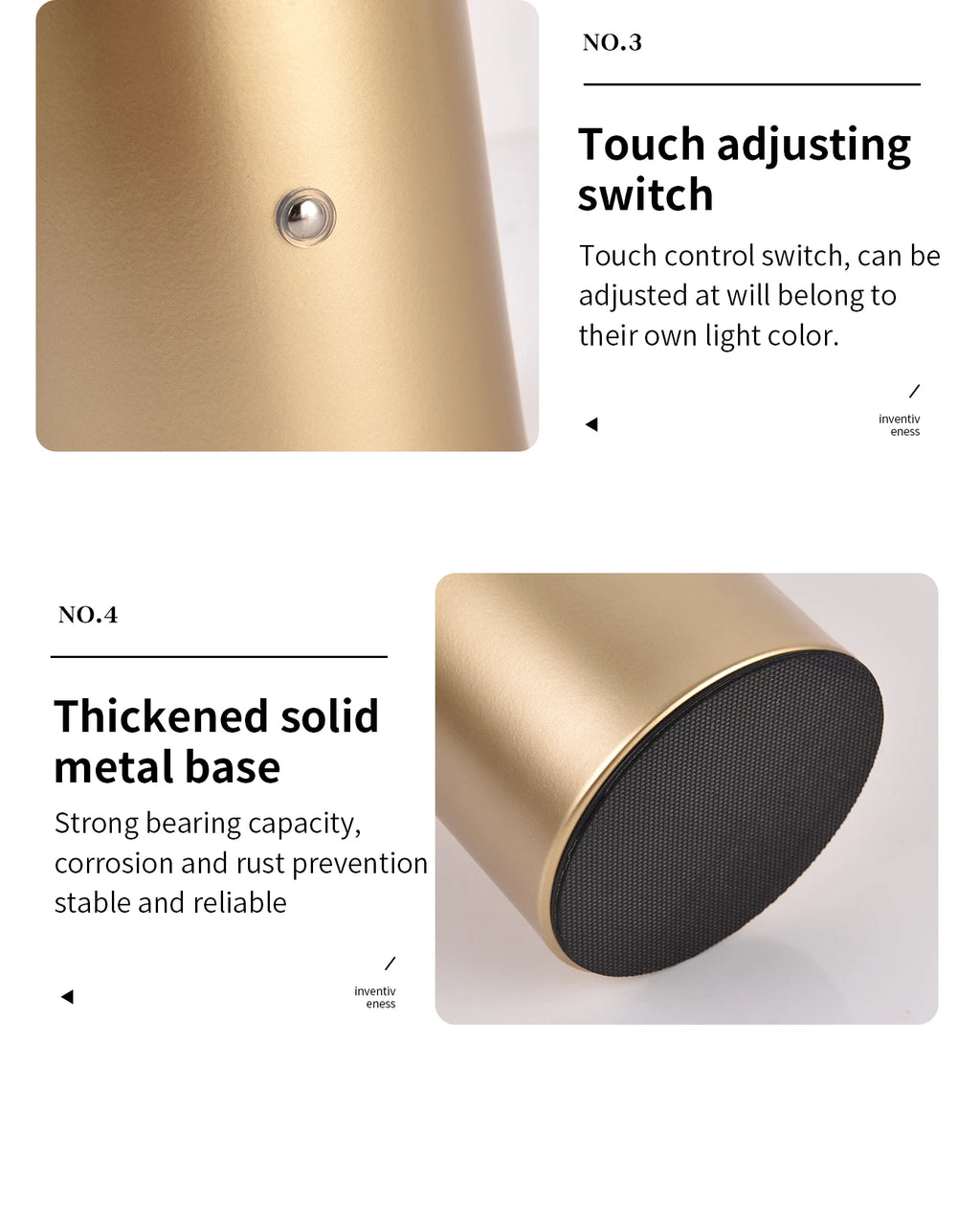 Abajur Cogumelo LED 3 Cores Touch USB Recarregável
