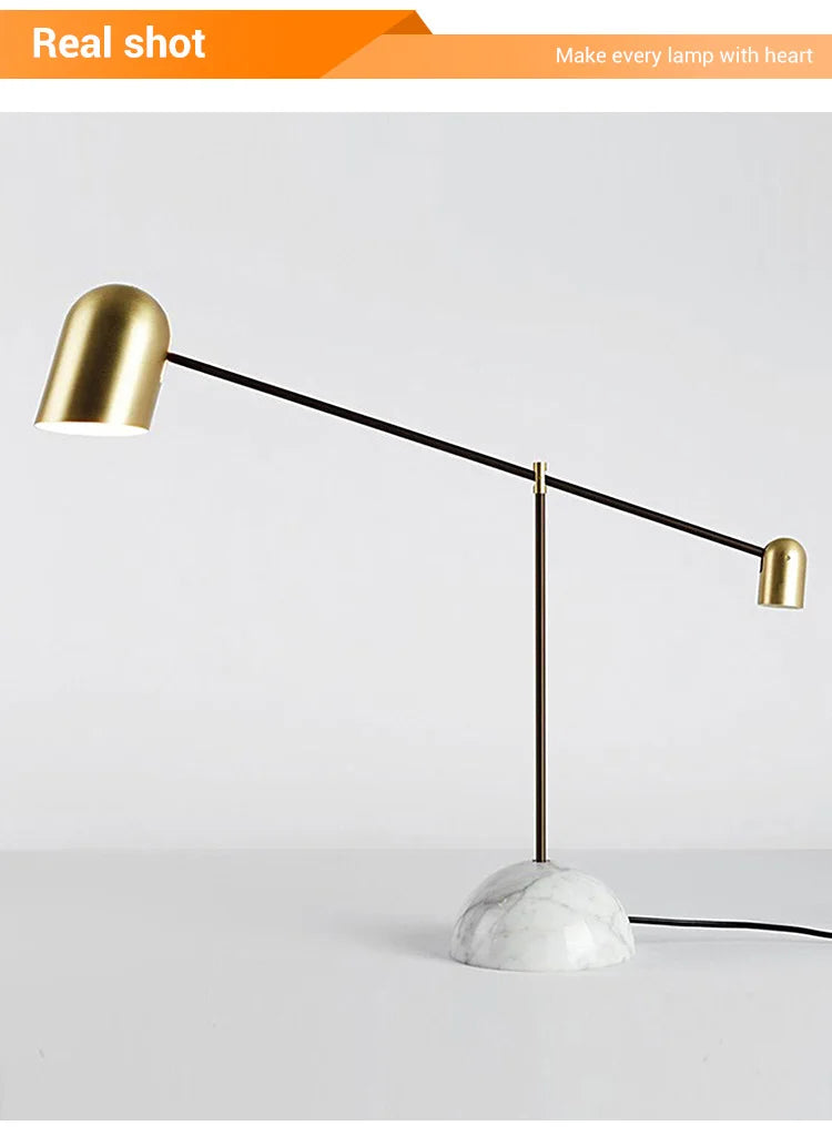 Luminária de Mesa Base Mármore Designer com Regulagem – Sala e Quarto