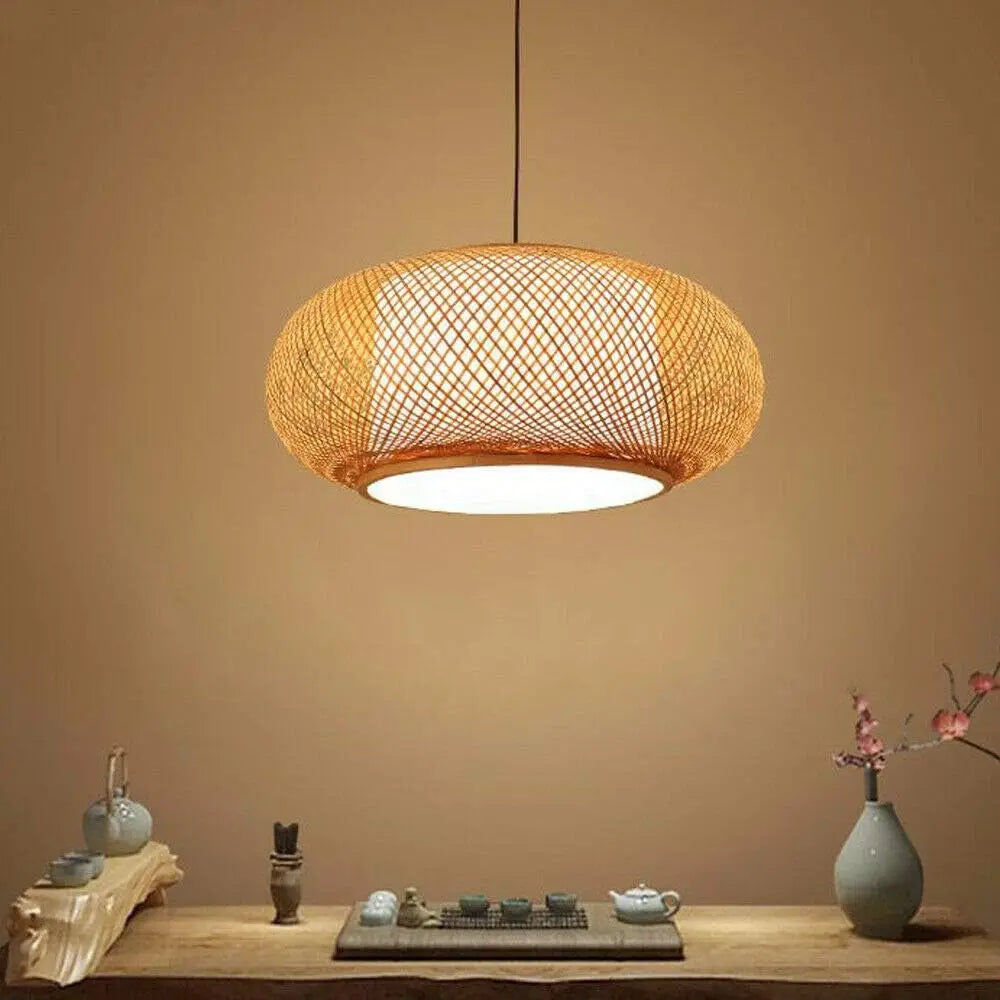 Lustre Artesanal em Bambu Trançado E27