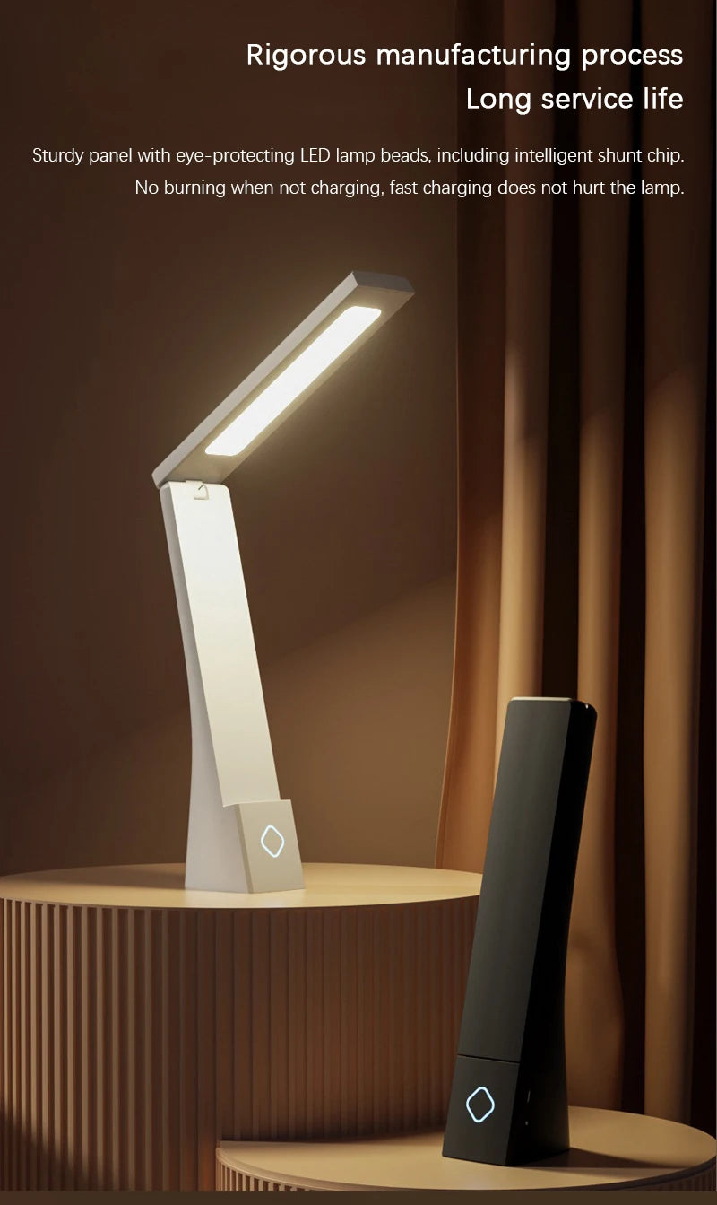 Luminária de Mesa LED Dobrável Recarregável – Proteção Ocular para Estudos