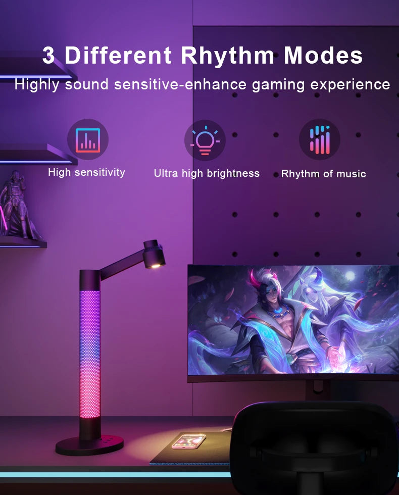 Luminária de Mesa Inteligente WiFi Tuya com Proteção Ocular – Rotacional