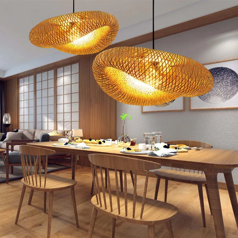 Pendente Elsiuna - Rattan e Bambu - ilha de cozinha japandi