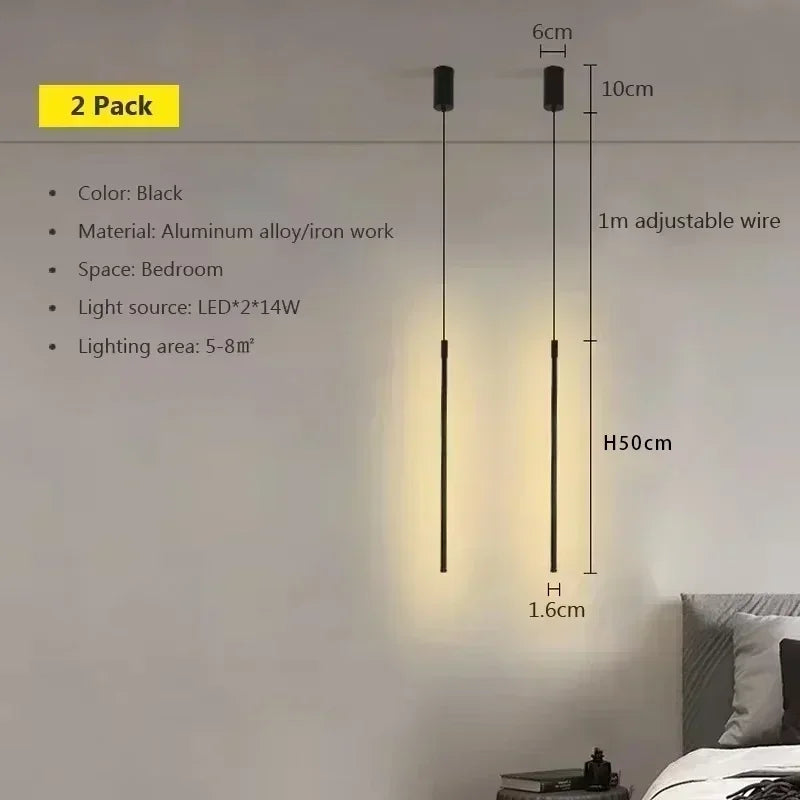 Pendente LED Longo Linear Moderno para Sala de Jantar e Quarto