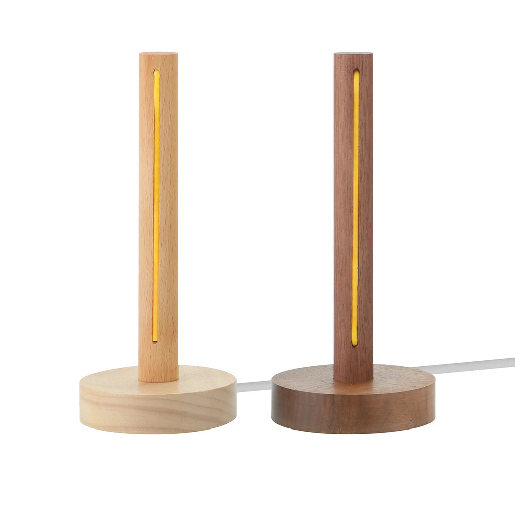 Luminária de Mesa Madeira Natural USB Retrô – Minimalista para Cabeceira