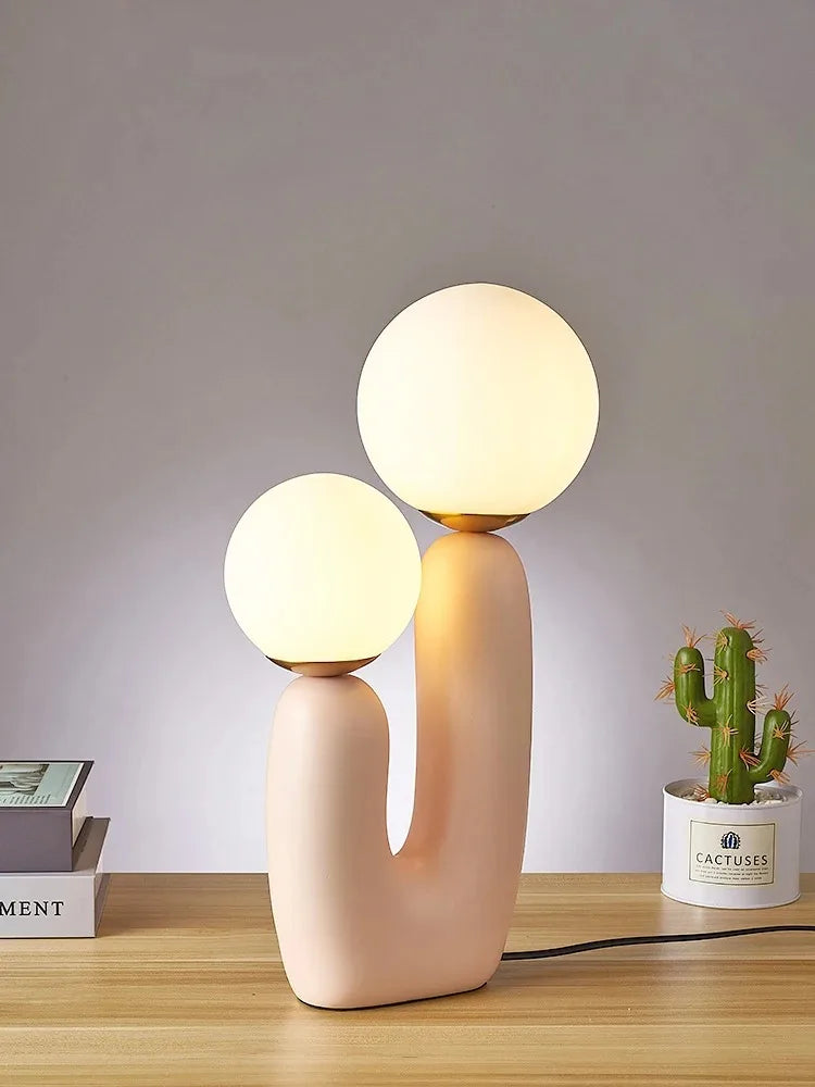 Luminária de Mesa Vidro e Resina Artística Nórdica – Quarto e Restaurante